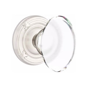 HAMPTON GLASS (HT) PASSAGE (HALL/CLOSET) KNOB WITH 2-3/8" BACKSET AND 1/4" FACEPLATE AND STRIKEPLATE WITH TRADITIONAL ROSETTE