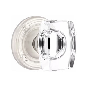 WINDSOR GLASS (WS) PASSAGE (HALL/CLOSET) KNOB WITH 2-3/8" BACKSET AND 1/4" ROUND FACEPLATE AND STRIKEPLATE WITH TRADITIONAL ROSETTE