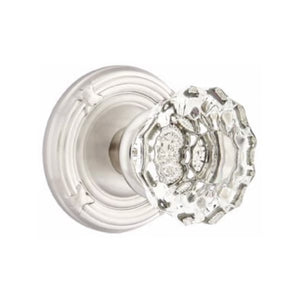 ASTORIA GLASS (AS) PASSAGE (HALL/CLOSET) KNOB WITH 2-3/8" BACKSET AND 1/4" ROUND FACEPLATE AND STRIKEPLATE