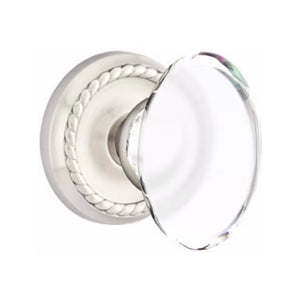 HAMPTON GLASS (HT) PASSAGE (HALL/CLOSET) KNOB WITH 2-3/8" BACKSET AND 1/4" FACEPLATE AND STRIKEPLATE WITH TRADITIONAL ROSETTE