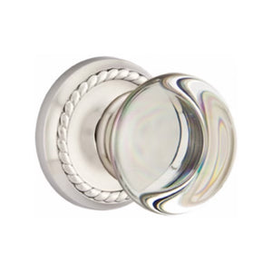 PROVIDENCE GLASS (PC) PRIVACY (BED/BATH) KNOB WITH 2-3/8" BACKSET AND 1/4" ROUND FACEPLATE AND STRIKEPLATE