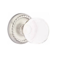 Load image into Gallery viewer, BRISTOL GLASS (BL) PASSAGE (HALL/CLOSET) KNOB WITH 2-3/8&quot; BACKSET AND 1/4&quot; ROUND FACEPLATE AND STRIKEPLATE WITH TRADITIONAL ROSETTE
