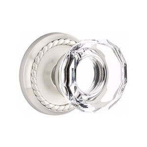 LOWELL GLASS (LW) PASSAGE (HALL/CLOSET) KNOB WITH 2-3/8" BACKSET AND 1/4" ROUND FACEPLATE AND STRIKEPLATE