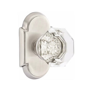 OLD TOWN GLASS (OT) PRIVACY (BED/BATH) KNOB WITH 2-3/8" BACKSET AND 1/4" ROUND FACEPLATE AND STRIKEPLATE