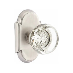 GEORGETOWN GLASS (GT) PRIVACY (BED/BATH) KNOB WITH 2-3/8" BACKSET AND 1/4" ROUND FACEPLATE AND STRIKEPLATE