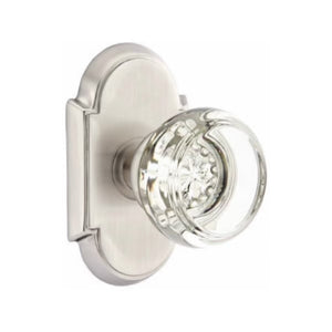 GEORGETOWN GLASS (GT) PASSAGE (HALL/CLOSET) KNOB WITH 2-3/8" BACKSET AND 1/4" ROUND FACEPLATE AND STRIKEPLATE