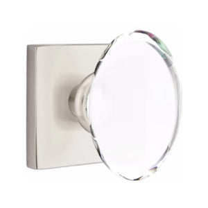 HAMPTON GLASS (HT) PRIVACY (BED/BATH) KNOB WITH 2-3/8" BACKSET AND 1/4" ROUND FACEPLATE AND STRIKEPLATE WITH MODERN ROSETTE