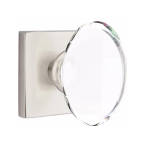 HAMPTON GLASS (HT) PASSAGE (HALL/CLOSET) KNOB WITH 2-3/8" BACKSET AND 1/4" ROUND FACEPLATE AND STRIKEPLATE WITH MODERN ROSETTE
