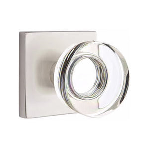 MODERN DISC GLASS (MDC) PRIVACY (BED/BATH) KNOB WITH 2-3/8" BACKSET AND 1/4" ROUND FACEPLATE AND STRIKEPLATE