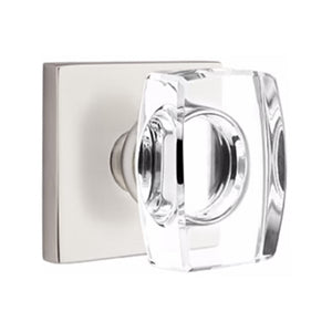 WINDSOR GLASS (WS) PRIVACY (BED/BATH) KNOB WITH 2-3/8" BACKSET AND 1/4" ROUND FACEPLATE AND STRIKEPLATE WITH MODERN ROSETTE