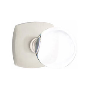 BRISTOL GLASS (BL) PASSAGE (HALL/CLOSET) KNOB WITH 2-3/8" BACKSET AND 1/4" ROUND FACEPLATE AND STRIKEPLATE WITH MODERN ROSETTE