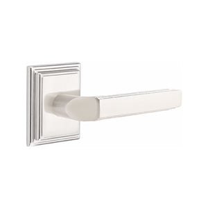 MILANO (M) PASSAGE (HALL/CLOSET) LEVER WITH 2-3/8" BACKSET AND 1/4" ROUND FACEPLATE AND STRIKEPLATE