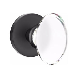 HAMPTON GLASS (HT) PASSAGE (HALL/CLOSET) KNOB WITH 2-3/8" BACKSET AND 1/4" ROUND FACEPLATE AND STRIKEPLATE WITH MODERN ROSETTE
