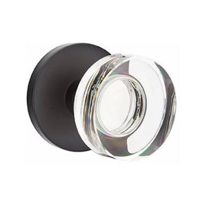 MODERN DISC GLASS (MDC) PRIVACY (BED/BATH) KNOB WITH 2-3/8" BACKSET AND 1/4" ROUND FACEPLATE AND STRIKEPLATE