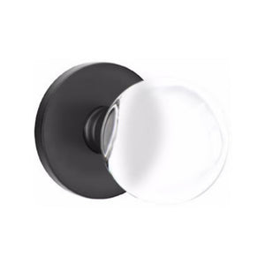 BRISTOL GLASS (BL) PRIVACY (BED/BATH) KNOB WITH 2-3/8" BACKSET AND 1/4" ROUND FACEPLATE AND STRIKEPLATE WITH MODERN ROSETTE