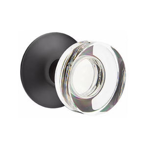 MODERN DISC GLASS (MDC) PRIVACY (BED/BATH) KNOB WITH 2-3/8" BACKSET AND 1/4" ROUND FACEPLATE AND STRIKEPLATE