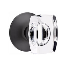 Load image into Gallery viewer, WINDSOR GLASS (WS) PRIVACY (BED/BATH) KNOB WITH 2-3/8&quot; BACKSET AND 1/4&quot; ROUND FACEPLATE AND STRIKEPLATE WITH MODERN ROSETTE
