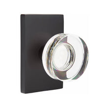 Load image into Gallery viewer, MODERN DISC GLASS (MDC) PASSAGE (HALL/CLOSET) KNOB WITH 2-3/8&quot; BACKSET AND 1/4&quot; ROUND FACEPLATE AND STRIKEPLATE
