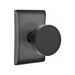 ARES FLAT BLACK (US19) HANDLESET DUMMY [4807] W/ 2-3/8" BACKSET AND 1/4" ROUND FACEPLATE AND STRIKEPLATE W/ INTERIOR KNOB