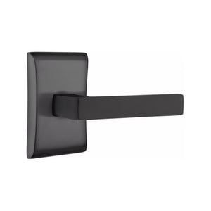 ARES FLAT BLACK (US19) HANDLESET DUMMY [4807] W/ 2-3/8" BACKSET AND 1/4" ROUND FACEPLATE AND STRIKEPLATE W/ INTERIOR LEVER