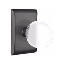 Load image into Gallery viewer, BRISTOL GLASS (BL) PASSAGE (HALL/CLOSET) KNOB WITH 2-3/8&quot; BACKSET AND 1/4&quot; ROUND FACEPLATE AND STRIKEPLATE WITH MODERN ROSETTE
