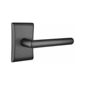 ARES FLAT BLACK (US19) HANDLESET DUMMY [4807] W/ 2-3/8" BACKSET AND 1/4" ROUND FACEPLATE AND STRIKEPLATE W/ INTERIOR LEVER