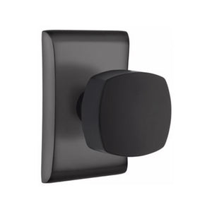 ARES FLAT BLACK (US19) HANDLESET DUMMY [4807] W/ 2-3/8" BACKSET AND 1/4" ROUND FACEPLATE AND STRIKEPLATE W/ INTERIOR KNOB