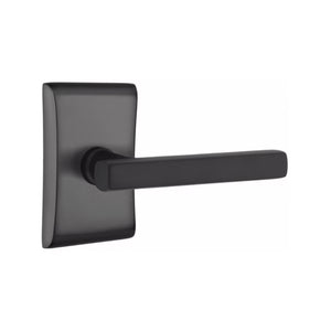 ARES FLAT BLACK (US19) HANDLESET DUMMY [4807] W/ 2-3/8" BACKSET AND 1/4" ROUND FACEPLATE AND STRIKEPLATE W/ INTERIOR LEVER