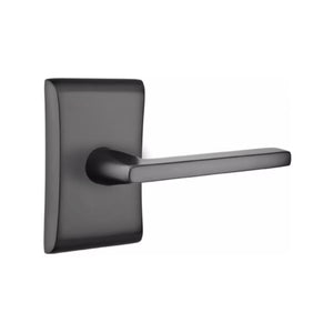 ARES FLAT BLACK (US19) HANDLESET DUMMY [4807] W/ 2-3/8" BACKSET AND 1/4" ROUND FACEPLATE AND STRIKEPLATE W/ INTERIOR LEVER