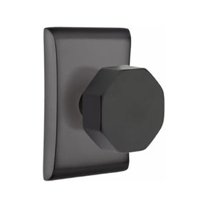 ARES FLAT BLACK (US19) HANDLESET DUMMY [4807] W/ 2-3/8" BACKSET AND 1/4" ROUND FACEPLATE AND STRIKEPLATE W/ INTERIOR KNOB