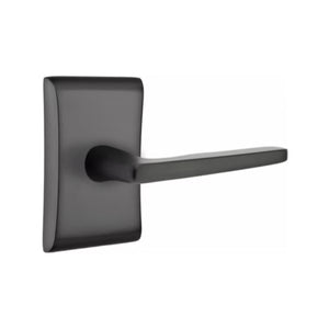 ARES FLAT BLACK (US19) HANDLESET DUMMY [4807] W/ 2-3/8" BACKSET AND 1/4" ROUND FACEPLATE AND STRIKEPLATE W/ INTERIOR LEVER