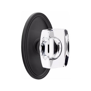WINDSOR GLASS (WS) PRIVACY (BED/BATH) KNOB WITH 2-3/8" BACKSET AND 1/4" ROUND FACEPLATE AND STRIKEPLATE WITH TRADITIONAL ROSETTE