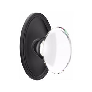 HAMPTON GLASS (HT) PASSAGE (HALL/CLOSET) KNOB WITH 2-3/8" BACKSET AND 1/4" FACEPLATE AND STRIKEPLATE WITH TRADITIONAL ROSETTE