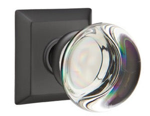 PROVIDENCE GLASS (PC) PRIVACY (BED/BATH) KNOB WITH 2-3/8" BACKSET AND 1/4" ROUND FACEPLATE AND STRIKEPLATE
