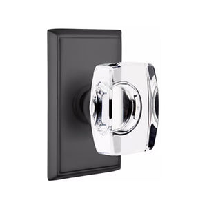WINDSOR GLASS (WS) PRIVACY (BED/BATH) KNOB WITH 2-3/8" BACKSET AND 1/4" ROUND FACEPLATE AND STRIKEPLATE WITH TRADITIONAL ROSETTE