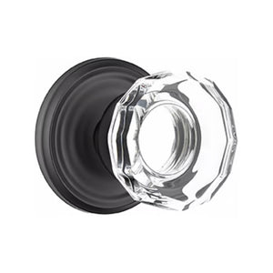 LOWELL GLASS (LW) PASSAGE (HALL/CLOSET) KNOB WITH 2-3/8" BACKSET AND 1/4" ROUND FACEPLATE AND STRIKEPLATE
