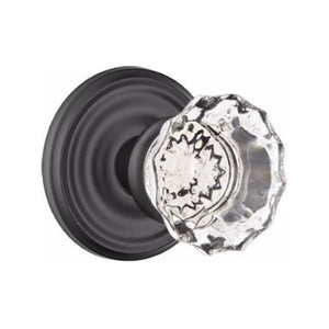 ASTORIA GLASS (AS) PASSAGE (HALL/CLOSET) KNOB WITH 2-3/8" BACKSET AND 1/4" ROUND FACEPLATE AND STRIKEPLATE