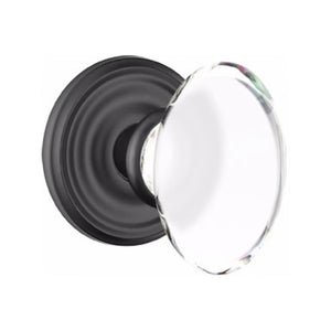 HAMPTON GLASS (HT) PASSAGE (HALL/CLOSET) KNOB WITH 2-3/8" BACKSET AND 1/4" FACEPLATE AND STRIKEPLATE WITH TRADITIONAL ROSETTE