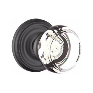 GEORGETOWN GLASS (GT) PRIVACY (BED/BATH) KNOB WITH 2-3/8" BACKSET AND 1/4" ROUND FACEPLATE AND STRIKEPLATE