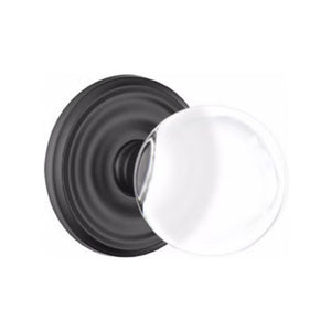BRISTOL GLASS (BL) PASSAGE (HALL/CLOSET) KNOB WITH 2-3/8" BACKSET AND 1/4" ROUND FACEPLATE AND STRIKEPLATE WITH TRADITIONAL ROSETTE