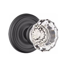 Load image into Gallery viewer, ASTORIA GLASS (AS) PRIVACY (BED/BATH) KNOB WITH 2-3/8&quot; BACKSET AND 1/4&quot; ROUND FACEPLATE AND STRIKEPLATE
