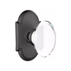 HAMPTON GLASS (HT) PASSAGE (HALL/CLOSET) KNOB WITH 2-3/8" BACKSET AND 1/4" FACEPLATE AND STRIKEPLATE WITH TRADITIONAL ROSETTE