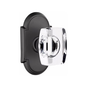 WINDSOR GLASS (WS) PASSAGE (HALL/CLOSET) KNOB WITH 2-3/8" BACKSET AND 1/4" ROUND FACEPLATE AND STRIKEPLATE WITH TRADITIONAL ROSETTE
