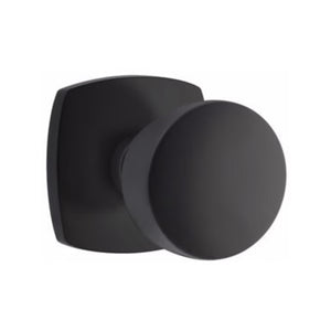 URBAN MODERN SECTIONAL FLAT BLACK (US19) HANDLESET SINGLE-CYLINDER [4715] W/ 2-3/8" BACKSET AND 1/4" ROUND FACEPLATE AND STRIKEPLATE W/ INTERIOR KNOB