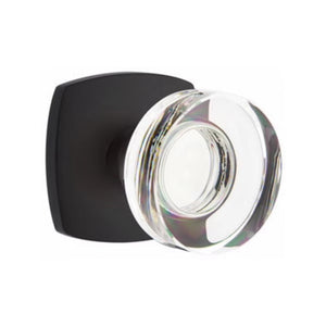 MODERN DISC GLASS (MDC) PRIVACY (BED/BATH) KNOB WITH 2-3/8" BACKSET AND 1/4" ROUND FACEPLATE AND STRIKEPLATE