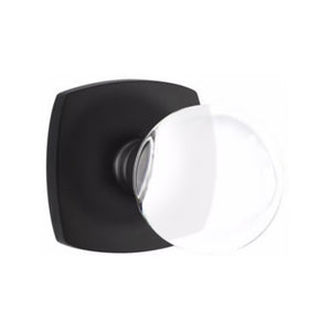 BRISTOL GLASS (BL) PASSAGE (HALL/CLOSET) KNOB WITH 2-3/8" BACKSET AND 1/4" ROUND FACEPLATE AND STRIKEPLATE WITH MODERN ROSETTE