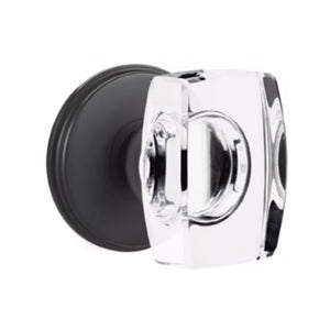 WINDSOR GLASS (WS) PRIVACY (BED/BATH) KNOB WITH 2-3/8" BACKSET AND 1/4" ROUND FACEPLATE AND STRIKEPLATE WITH TRADITIONAL ROSETTE