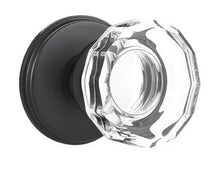 Load image into Gallery viewer, LOWELL GLASS (LW) PASSAGE (HALL/CLOSET) KNOB WITH 2-3/8&quot; BACKSET AND 1/4&quot; ROUND FACEPLATE AND STRIKEPLATE
