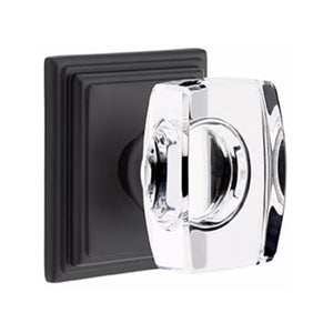 WINDSOR GLASS (WS) PRIVACY (BED/BATH) KNOB WITH 2-3/8" BACKSET AND 1/4" ROUND FACEPLATE AND STRIKEPLATE WITH TRADITIONAL ROSETTE