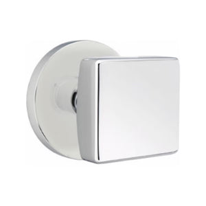 SQUARE (SQU) PASSAGE (HALL/CLOSET) KNOB WITH 2-3/8" BACKSET AND 1/4" ROUND FACEPLATE AND STRIKEPLATE